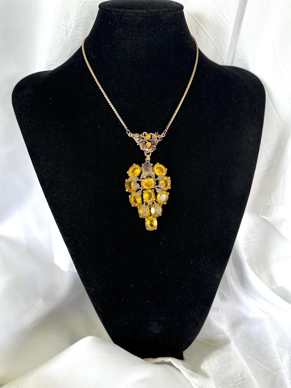 Vintage Czech Glass Statement Necklace | Repurposed 1930s–1950s Brooch